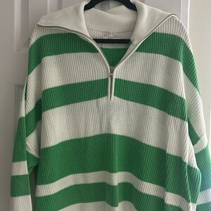 Aerie Striped spring quarter zip sweater